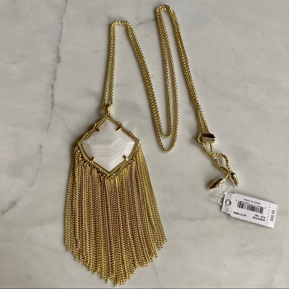 NWT Kendra Scott White & Gold Kingston Necklace